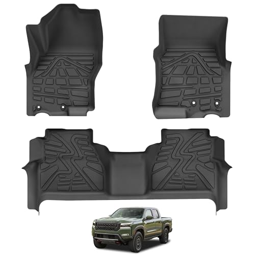 KARPAL Floor Mats for Nissan Frontier 2022-2025 2026 (Crew Cab) with 2nd Row Under-Seat Storage(Not with Under Seat Speaker) TPE Rubber All Weather Protection Floor Liners Accessories Car Mats