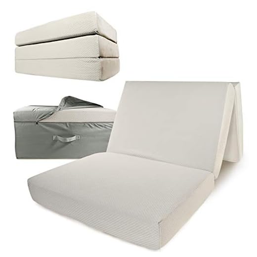 Portable Mattress - Folding Memory Foam Guest Fold Up Bed w/Case | Tri-Fold (6 Inch) Travel Away Floor, Futon & Camp Cot Topper for Fast Trifold Foldable (Fold-Up & Fold-Out) Sleep Comfort (Twin)