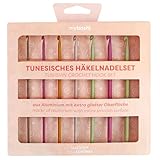 myboshi Tunesisches Häkelnadel-Set aus Aluminium mit austauschbaren Seilen, 7 Größen Bunt, 7 Häkelnadeln