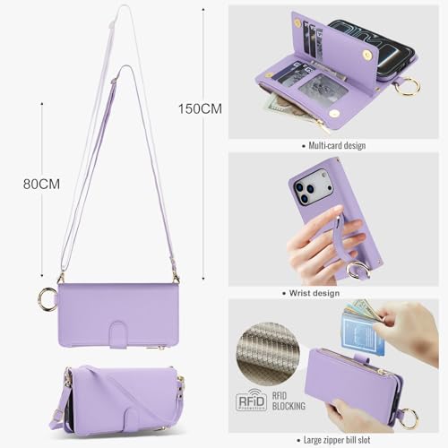 Coque iPhone 17 Pro Max Asuwish avec fermeture éclair sangle et verre trempé