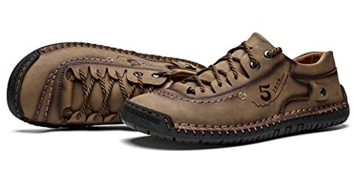 Mens Casual Shoes Breathable Sneakers Walking Shoes Lace-Up Leather Dress Flats Shoes for Driving4