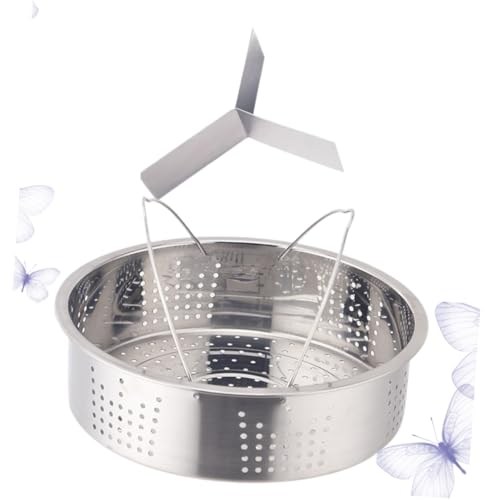 Luxshiny ステンレス製ダブルハンドル蒸し器 電気炊飯器対応 全孔蒸しざる 多機能割プレート 大容量調理可能 衛生的で耐久性ある蒸しラック