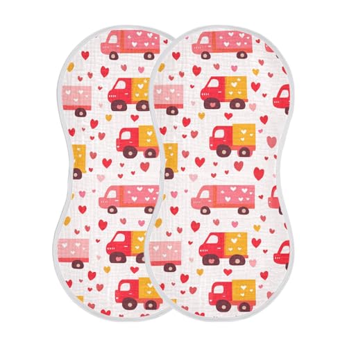 Cartoon Car Cotton Muslin Burp Cloth Soft and Absorbent wash Cloth for boy and Girl Set of 2, 22x11in