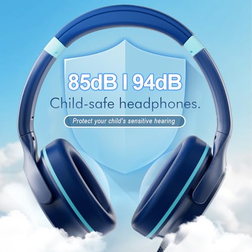 Kids Headphones with Safe 85dB/94dB Volume Limiter for Teen and Boys, ADOOPE Foldable HD Stereo Sound Headphones for Kindle Kids/fire Tablet/iPad/Laptop, Headphones with Microphone by ADOOPE - Image 2