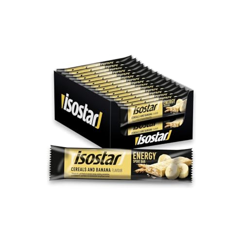 ISOSTAR – Energy Sport Riegel Cerealien & Banane – Energieriegel mit Kohlenhydraten & Vitaminen B1, B2, B6, C, E & PP – Für Laufen, Radfahren & Trail – 30 x 40 g