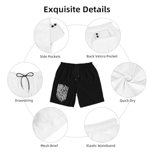 American Flag Freemason Masonic Men's Quick-Dry Board Shorts 7" - Swim Trunks Summer Hawaii Beach4