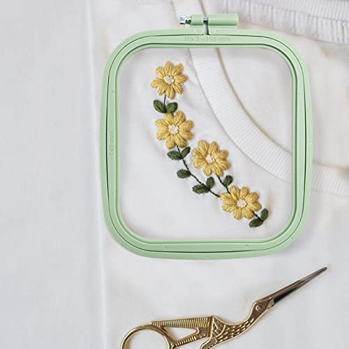Image of LAMXD 4 Pieces Embroidery Hoop Rectangle Square Embroidery Frame Cross Stitch Hoop Sewing Tool for Art Craft Handy Sewing (Multicolor),with Gold Eye Embroidery Needles