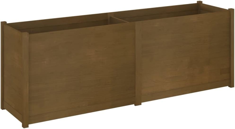 vidaXL Garden Planter - Solid Pinewood Material, Honey Brown Finish, Large Raised Bed, Outdoor Use, Assembly Required, Measures 78.7"x19.7"x27.6".