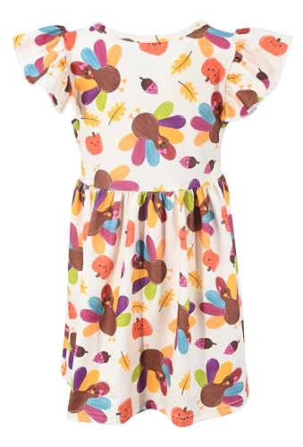 Image of Unique Baby Girls' Short Sleeve Everyday Printed Dresses for Kid and Toddler, Sizes 2T-12Y