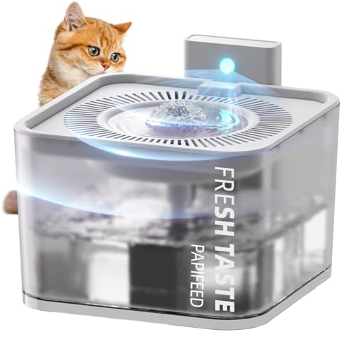 PAPIFEED Silent Leak Proof Cat Drinking Fountain 3 Liter Large Capacity, Semi-Transparent Visible Water Tank with Motion Sensor Function, Detachable Cat Fountain.