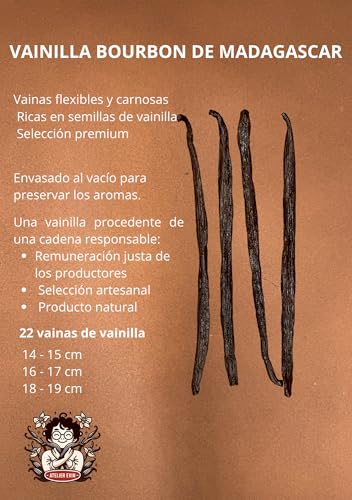 22 vainas Vainilla Bourbon Madagascar 18-19 cm – Grade A+ natural – Atelier Evin