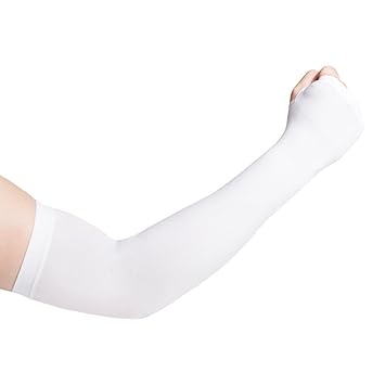 PinKit UV Protection Cooling Arm Sleeves - UPF 50 Long Sun Sleeves for Men & Women. Perfect for Cycling, Driving, Running, Basketball, Football & Outdoor Activities. Performance Stretch & Moisture Wicking - White 1 Pair