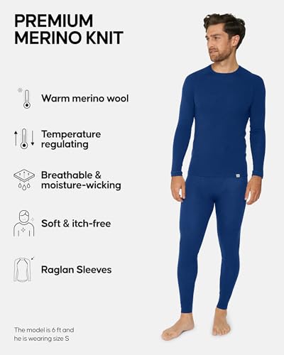 DANISH ENDURANCE Merino Wool Base Layer Set Men, Top and Bottom Set, Thermal Underwear for Mens, Long Johns, Long Sleeve2