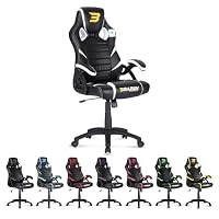 BraZen Puma Pc Gaming Chairs for Adults Height Adjustable Ergonomic Pu Leather Seat with Armrest Largest British Brand- White