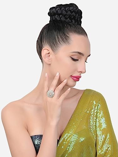 Cubic Zirconia Bling Statement Brass Ring - ZPFK16110