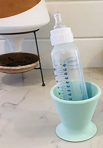Ingenuity Bokee Baby Bottle Holder Hands Free - One-Hand Bottle or Sippy Cup Prep for Infant to Toddler Green-Blue - Image 2