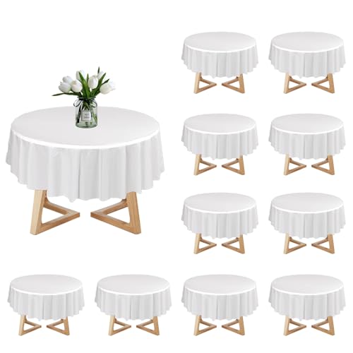Yootiko Lot de 10 nappes blanches durables, imperméables pour fêtes anniversaire, mariage, réception, douche nuptiale, fête prénatale, pique-nique