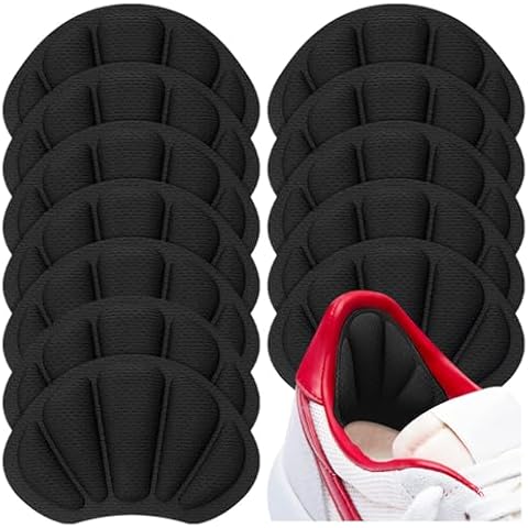Shoe Heel Pad, 12Pcs Mesh Self-Adhesive Heel Pads, Reusable Black Back of Heel Cushion Pads for Women Men Shoes Too Big Cover