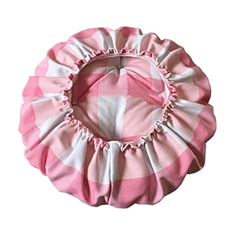 Bifaunvogel Padded Round Bar Stool Covers Cushion with Elastic Band Round Chair Seat Cushions for Wooden Metal Stools 14" Rose(Grid) Cover