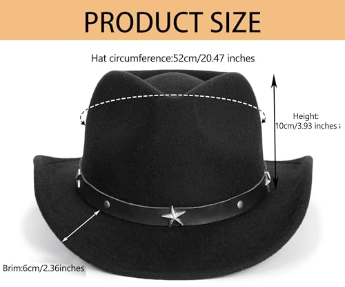 Kid Western Cowboy Hat Felt Cowgirl Fedora Hat with Buckle Belt for Boys Girls 4-8 Years2