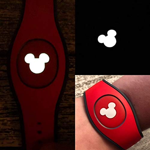 Set of 4 Vinyl Skin Decal Wrap Sticker Cover for the MagicBand 2 Magic Band 2 and 1.0 Glow In the Dark Mouse Heads