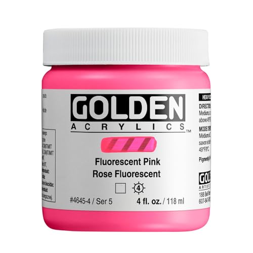 GOLDEN ヘビーボディアクリル、蛍光ピンク、4液量オンスジャー、プロフェッショナルアクリルペイント、透明（Amazon）