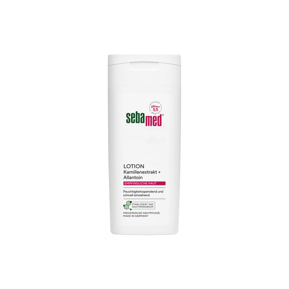Sebamed Lotion 200 ml, Bodylotion für Männer und Frauen, für empfindliche und trockene Haut, feuchtigkeitsspendend und schnell einziehend, mit Kamillenextrakt und Allantoin