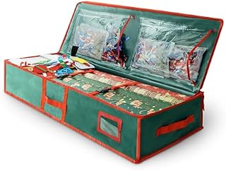 Keplin Aufbewahrungstasche für Weihnachtsbaum und Geschenkpapier, Dekoration mit Tragegurten, Baumtaschen, Geschenkpapier-Organizer, Etiketten und Bänderhalter (Geschenkpapiertüte)