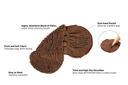 Dog Gone Smart Shammy Dog Towels For Drying Dogs - Heavy Duty Soft Microfiber Bath Towel - Super Absorbent, Quick Drying, & Machine Washable - Must Have Dog & Cat Bathing Supplies | Brown 13X31" #TOP2