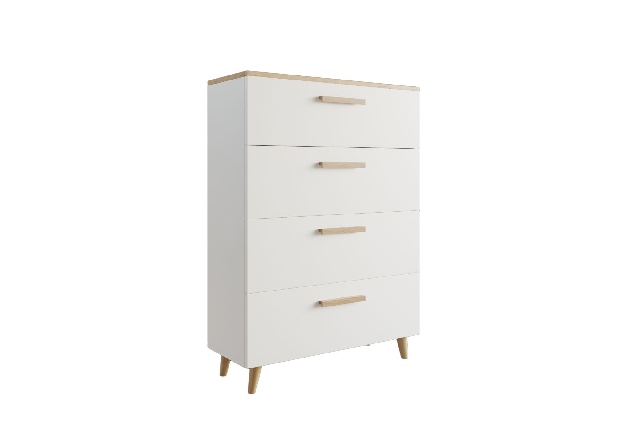 Per la vita Komoda w skandynawskim designie – Sideboard w kolorze Artisan Dąb/Biały z drewnianymi nóżkami – Wąska komoda do salonu z miejscem do przechowywania – Nowoczesny mebel do przedpokoju