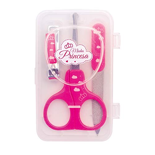 Kit Higiene do Bebê com Tesoura Lixa e Cortador de Unhas Princesa.