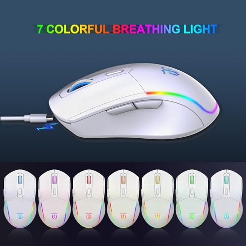 Snpurdiri 60% Wireless Keyboard and Mouse Combo, RGB Backlit Rechargeable Gaming Bundle, 40Hrs Battery, Compact Desktop Set for PC/Mac(White - Image 6