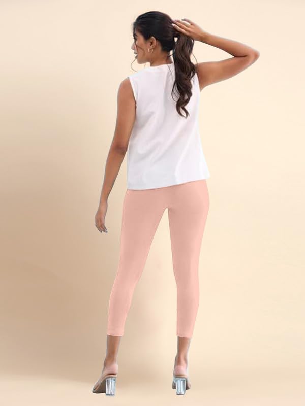 Image of TRENDMALLS Women's Microfiber Elastane Stretch Soft Cropped Leggings with Ultrasoft Waistband for Women