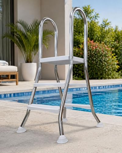 Escalera para piscina sobre suelo de 4 peldaños 53" acero miniatura 1