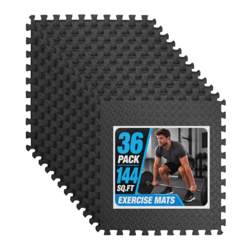 Image of Art3d EVA Puzzle Exercise Mats, 24 inchx24 inch, 1 /2 inch Thick,36-Pack,Black