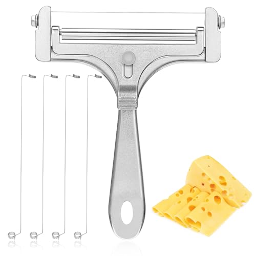 LXUEJIE 1 Set Cheese Cutter, Stainless Steel Wire Cheese Slicer With 4 Extra Wires, Adjustable Thickness Iron Handheld Cheeses Slicer, Handheld Cheeses Block Cutters for Block Butter Cutter Tools