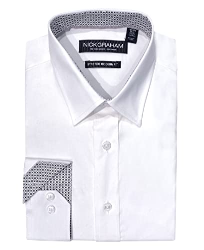Nick Graham Long Sleeve Solid Dress Shirt for Men, Wrinkle Free Men’s Dress Shirt with Performance Fabric