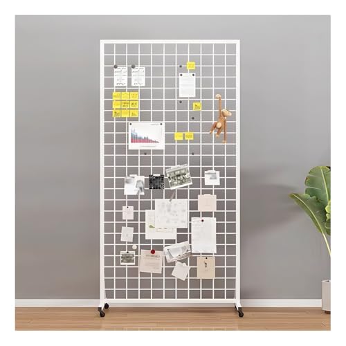 Présentoir mural en treillis 120x80cm mobile avec roulettes pour stockage de commerce