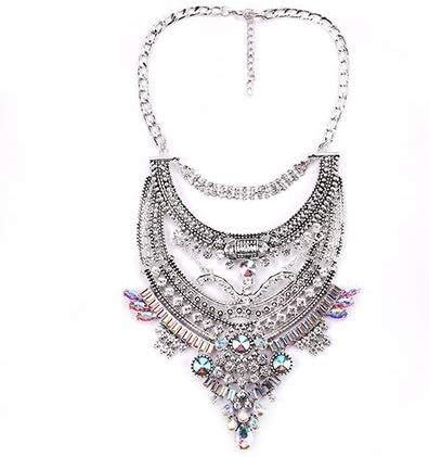 NOLOGO Hytx-mhp 2020 Vintage Statement Crystal Choker Necklaces Women Jewelry Fashion Chunky Bib Collar Maxi Necklaces Pendants (Color : Ab Crystal)
