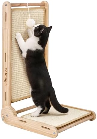 Solid Wood cat Scratching Post, 3-in-1 Adjustable Angles (90°/130...