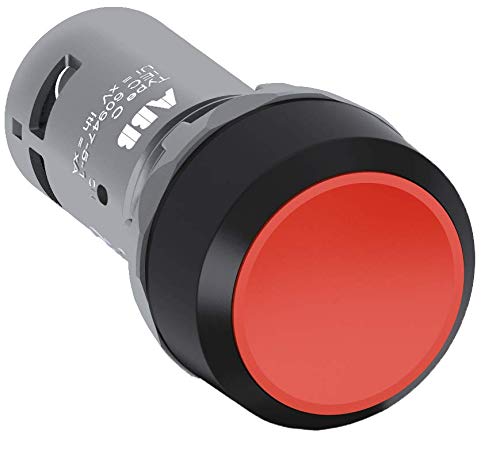 ABB CP1-10R-20 Compact Pushbutton, Momentary, Flush, Red, Non-Illuminated, Black Plastic, 2NO (ABB1SFA619100R1021)