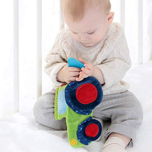 SIGIKID 42301 Aktiv-Knistertuch Traktor PlayQ Mädchen und Jungen Babyspielzeug empfohlen ab Geburt grün/blau – Bild 4
