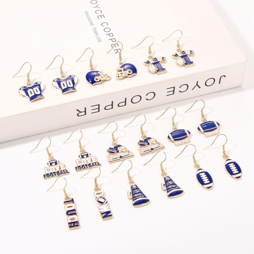 9 Pairs Football Earrings Bulk Football Touch Down Helmet I Love Football Dangle Earrings Football Mom Cheerleader Earrings Jewelry Game Day Accessories for Football Mom Fan Gift4