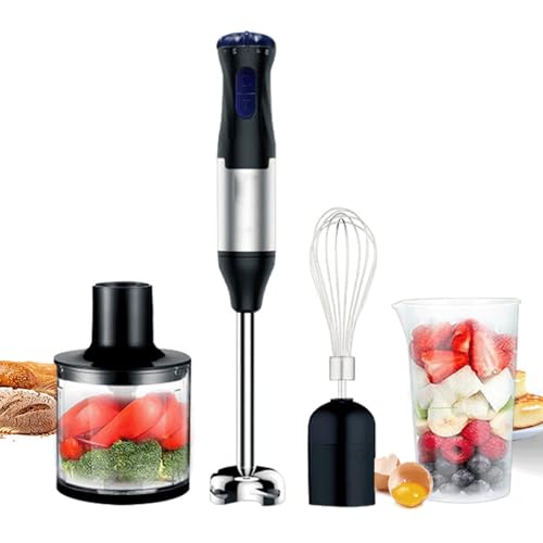 BoluDukNN Batidora De Mano 4 En 1 De Acero Inoxidable, Batidora De Varilla Eléctrica, 5 Velocidades, Picadora De 500 Ml Y Vaso Medidor De 700 Ml, Procesador De Alimentos Portátil, 1000 W