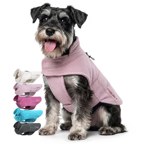 VIVAGLORY Softpad Dog Fleece Vest, Dog Fleece Jacket for Fall & Spring, Coat with Harness Hole, Reflective Light Weight Soft Easy On Adjustable, M, Pink