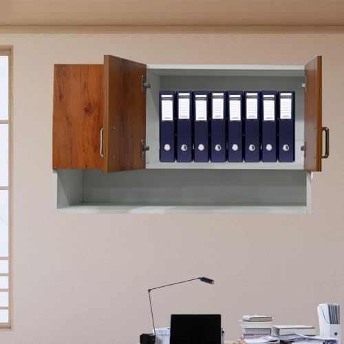 Image of Multipurpose Storage Cabinet & Adjustable Shelf Space Organizer Engineered Wood Termites Resistance Wall Mounted for Office, Kitchen, Bedroom (Cochwood Dark & Highland Pine, Door 3)