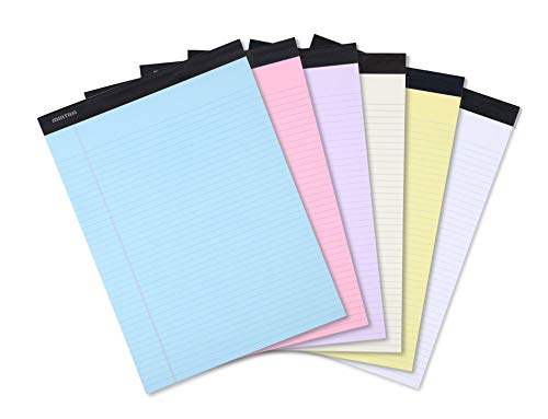 Image of Mintra Office Colorful Legal Pads - Includes 2 Blue, 2 Pink, and, 2 Green Writing Pads, Micro Perforated Lined Sheets, Ideal for Professional & Personal Use, 8.5 inchx11 inch Narrow Ruled, 6 pack Pastel Set 2