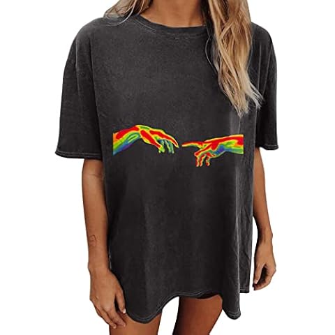 LUSHAasd Thermal Imaging Graphic Tee Shirt for Women UK Drop Shoulder Boat Neck Cute Summer Short Sleeve Oversized Tops Nightshirt Cover
