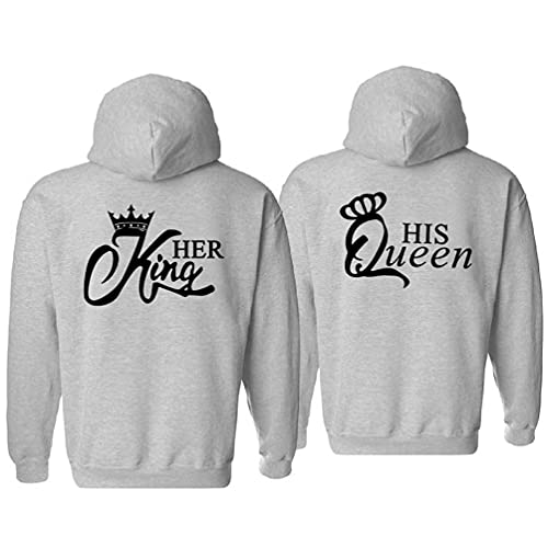 Tabiekacl King Queen Hoodie Sweatshirt Pärchen Hoodie Kapuzenpullover Valentinstag Partner Geschenk Mr Mrs Hoodie 1 Stück(Grau-Queen,L) Cover