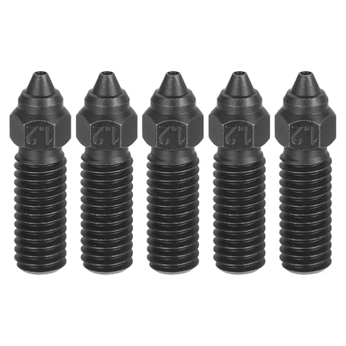 sourcing map 5 Pcs 1.2mm Hardened Steel Nozzles, M6 Thread K1 3D Printer Nozzle Accessories High Temperature Pointed Wea